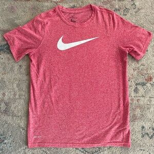 Nike Women’s Dri-FIT Red with White Swoosh Performance Tee Shirt  Size L